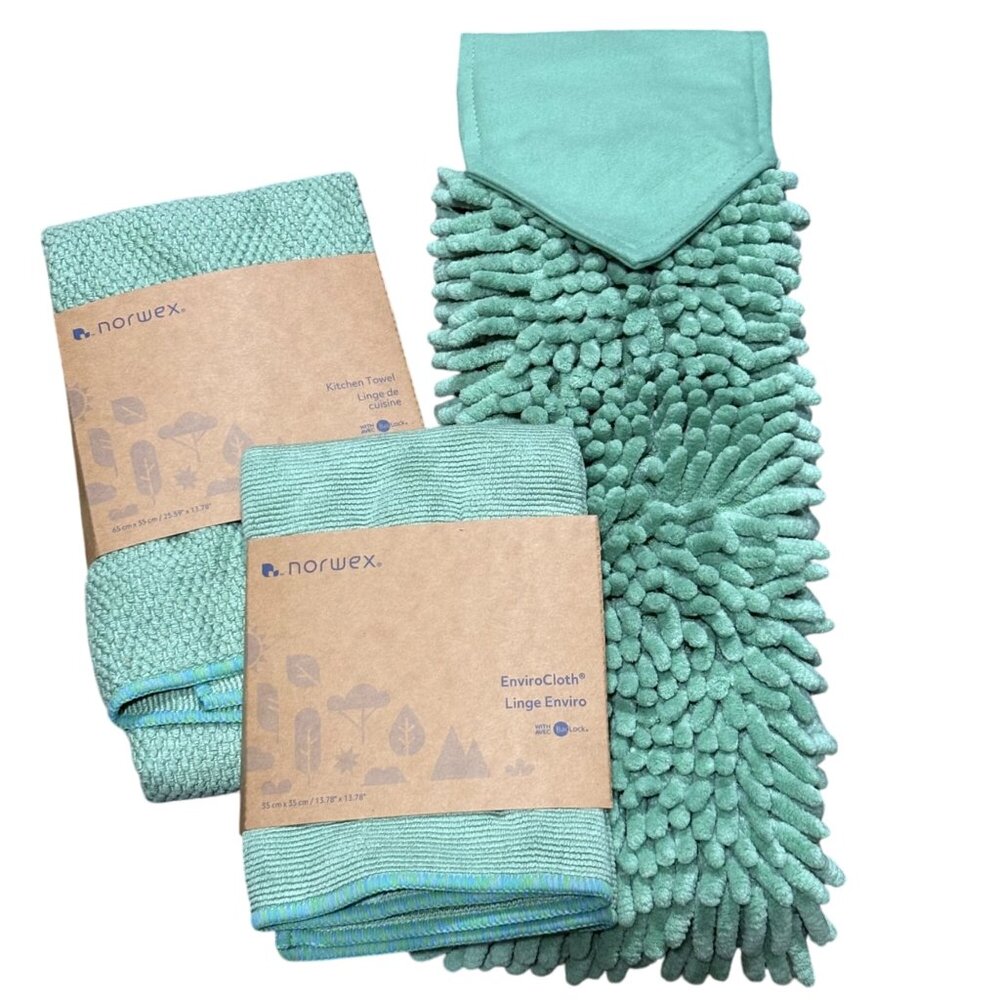 Norwex Kitchen Towel & EnviroCloth Set Mint Green
